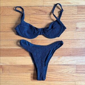 Monday Swimwear Maui Top Tamarama Bottom Black Crinkle